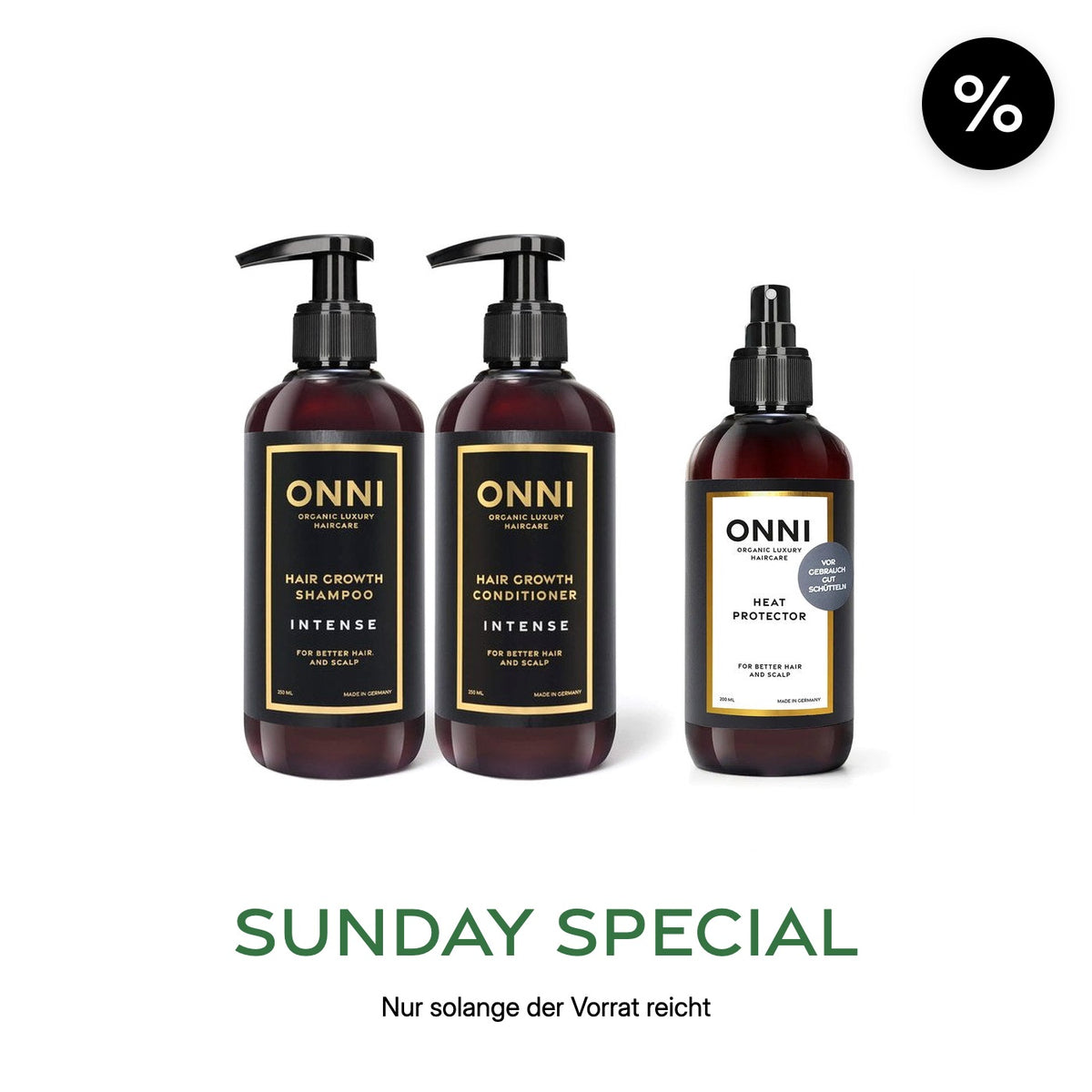 ONNI INTENSE Routine: Shampoo, Conditioner und Heat Protector, Sunday Special