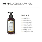 ONNI CLASSIC SHAMPOO frei von Silikonen, Parabenen, Farbstoffen, Mikroplastik, Mineralölen, Hormonen und Tierversuchen