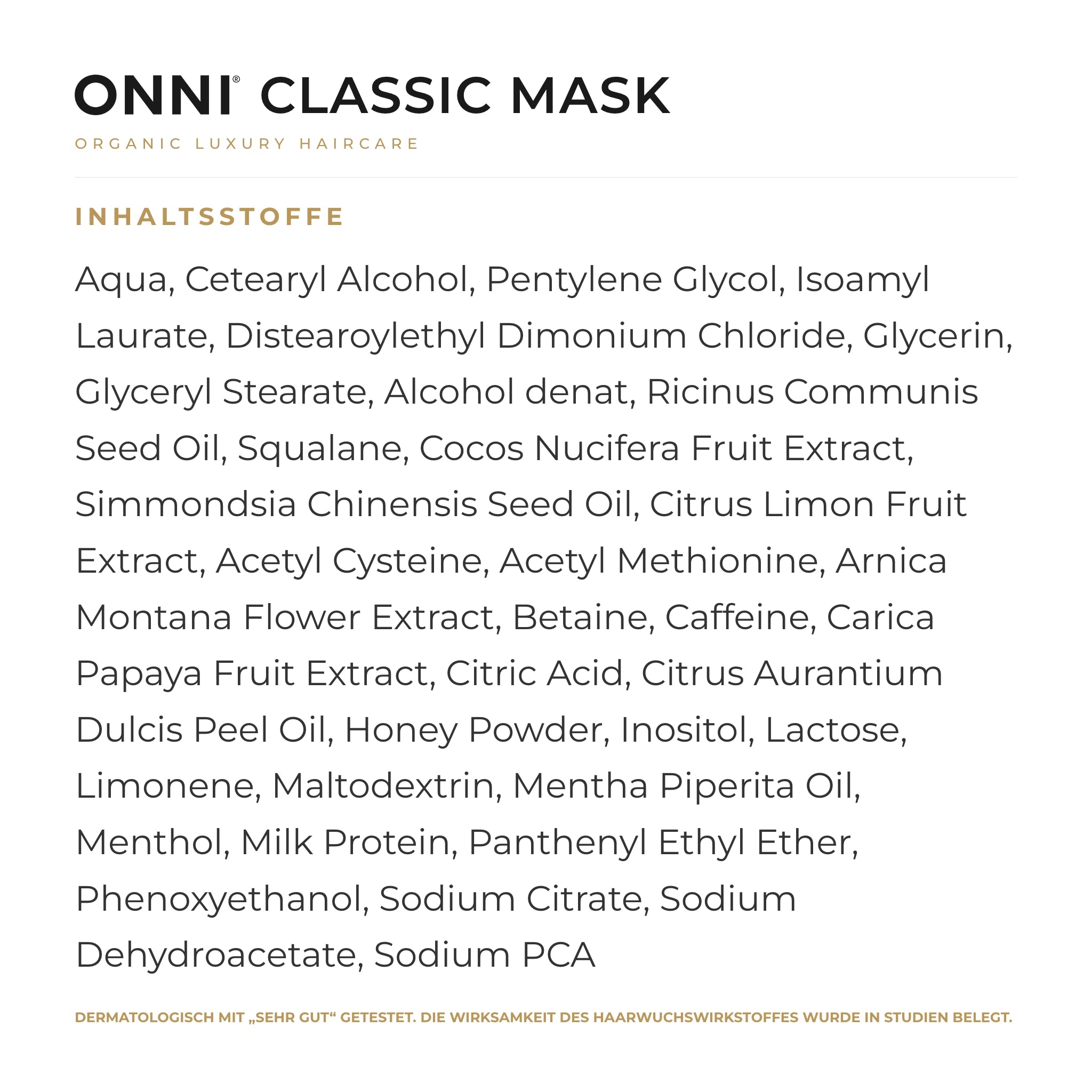 ONNI CLASSIC Mask Inhaltsstoffe – vollständige INCI-Liste