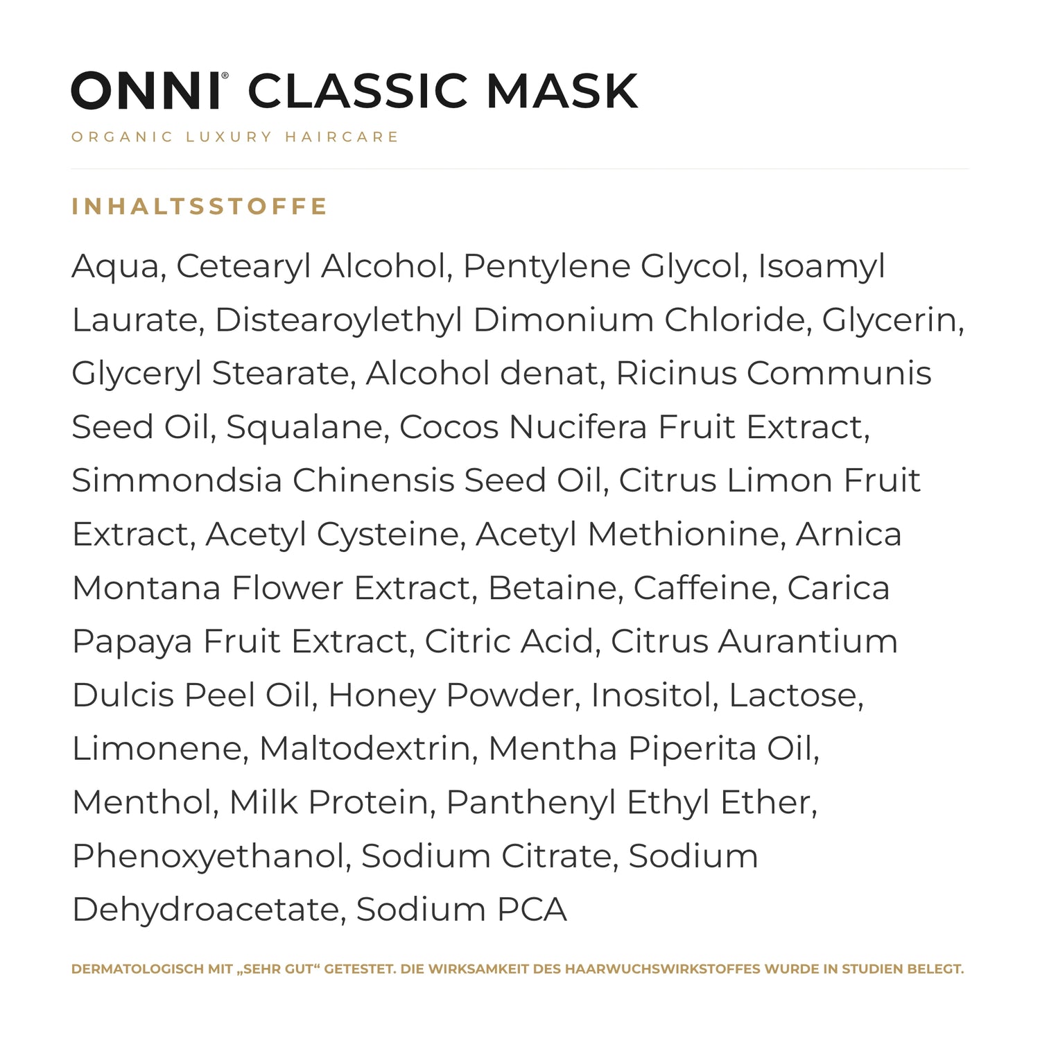 ONNI CLASSIC Mask Inhaltsstoffe – vollständige INCI-Liste