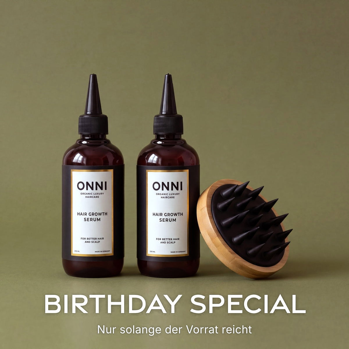 ONNI CLASSIC Birthday Serum Duo: zwei CLASSIC Serum 200 ml und Massagebürste