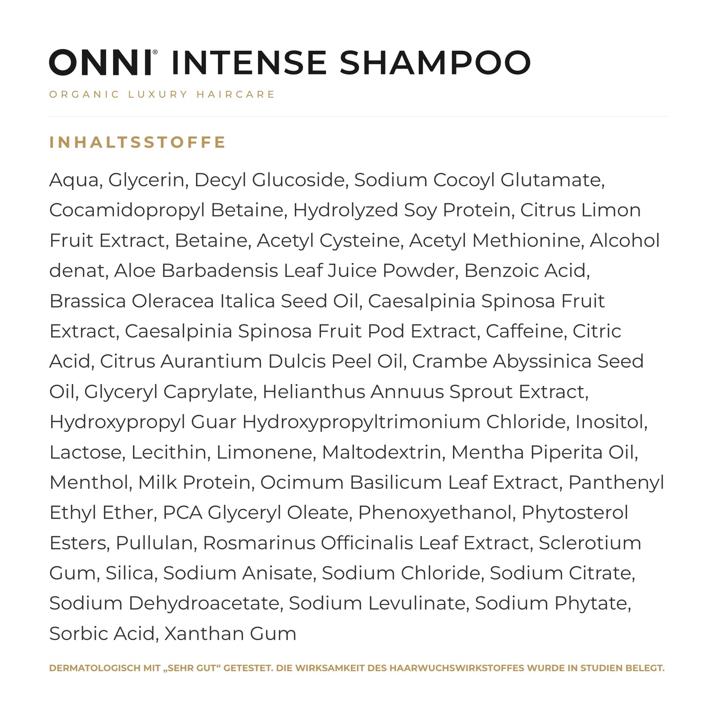 ONNI INTENSE Shampoo Inhaltsstoffe – vollständige INCI-Liste
