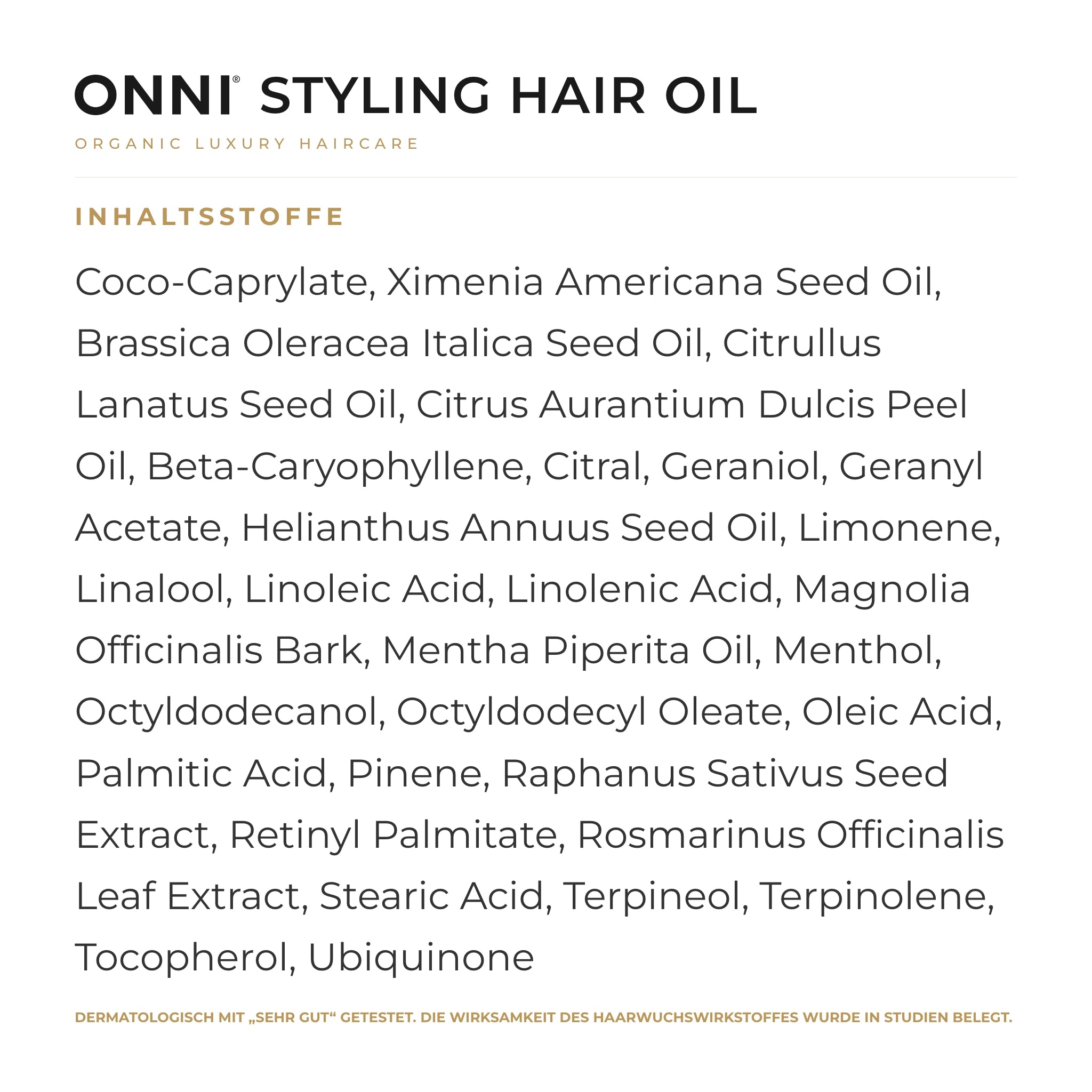 ONNI STYLING Hair Oil Inhaltsstoffe – vollständige INCI-Liste