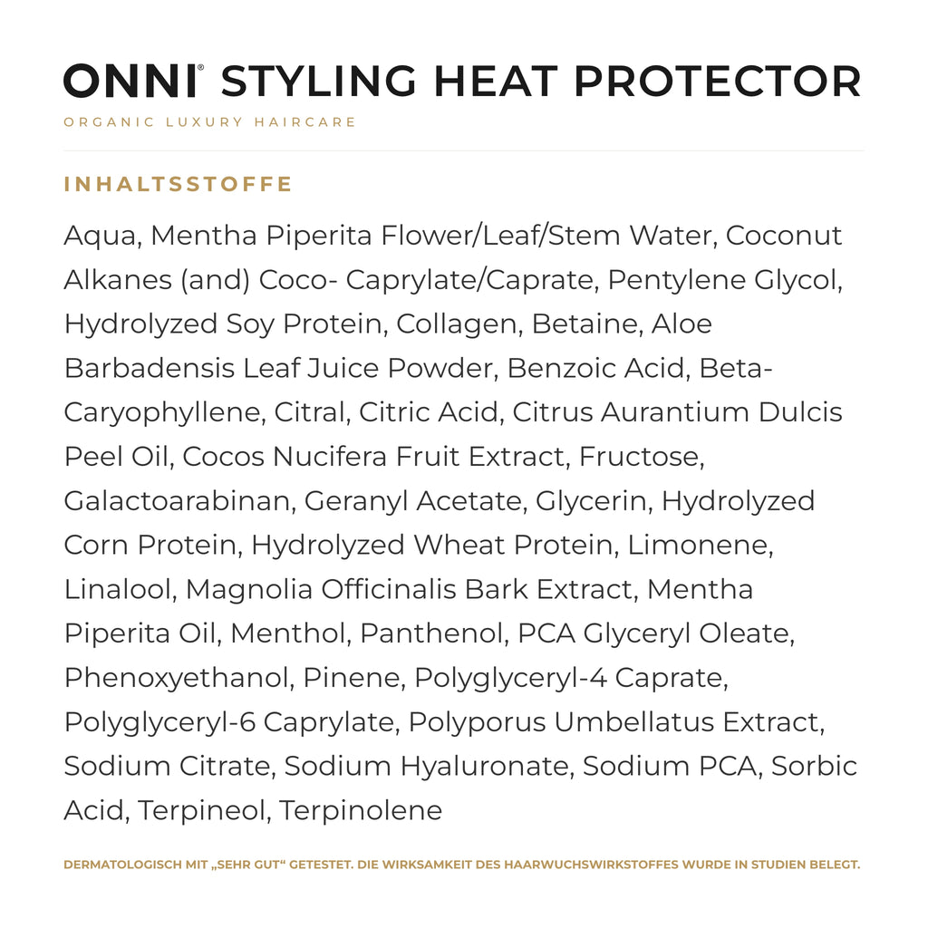 ONNI STYLING Heat Protector Inhaltsstoffe – vollständige INCI-Liste