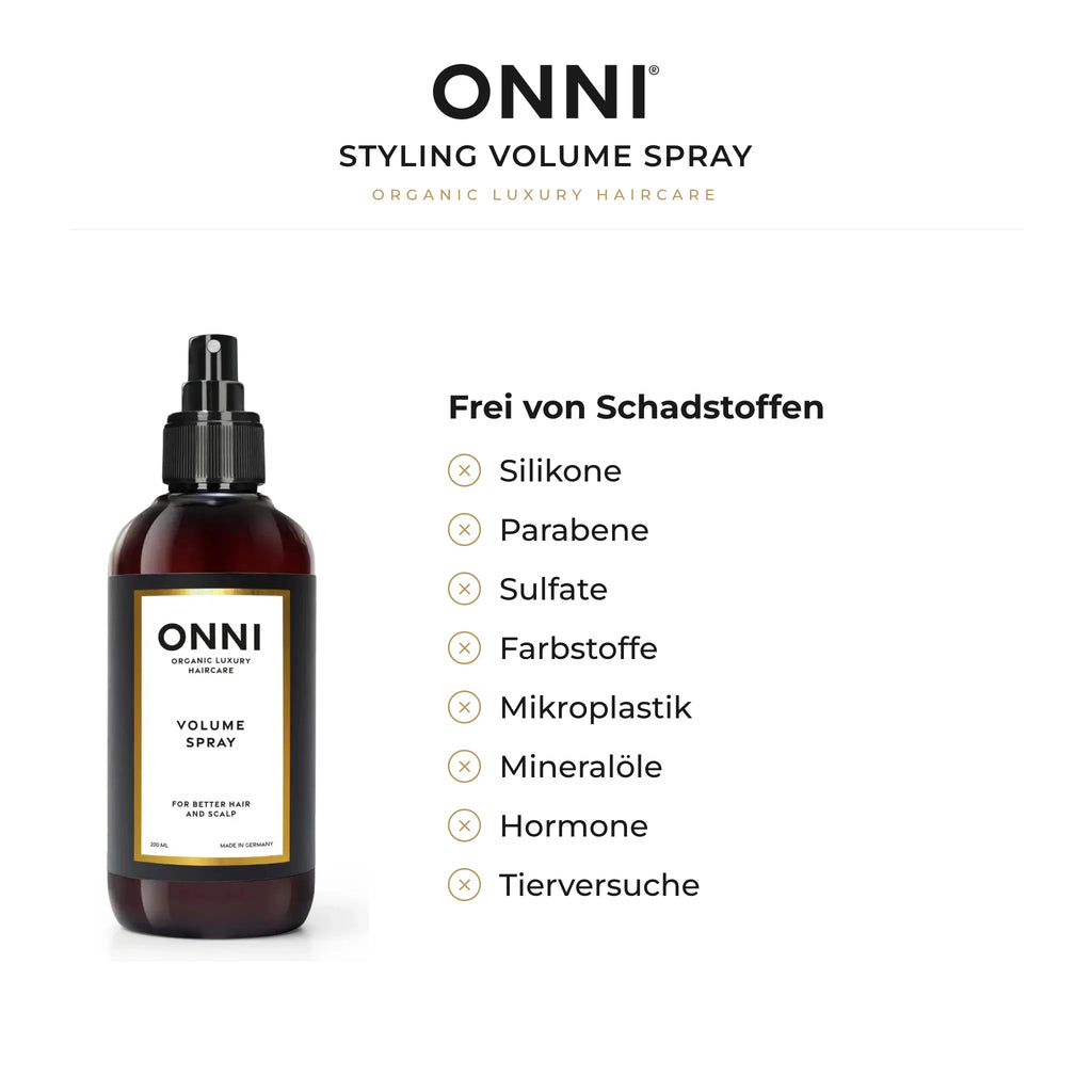 ONNI STYLING Volume Spray frei von Schadstoffen – ohne Silikone, Parabene, Sulfate
