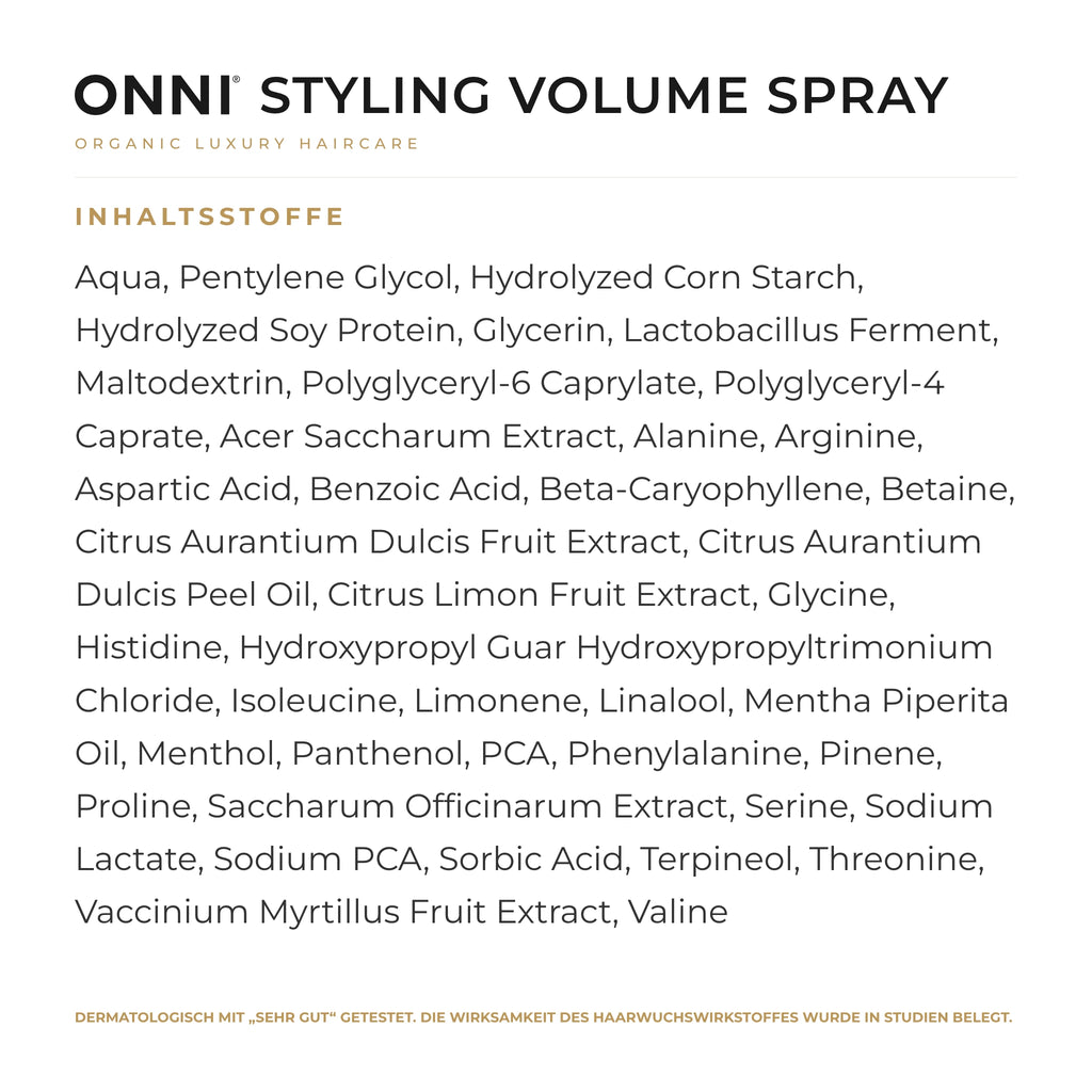 ONNI STYLING Volume Spray Inhaltsstoffe – vollständige INCI-Liste
